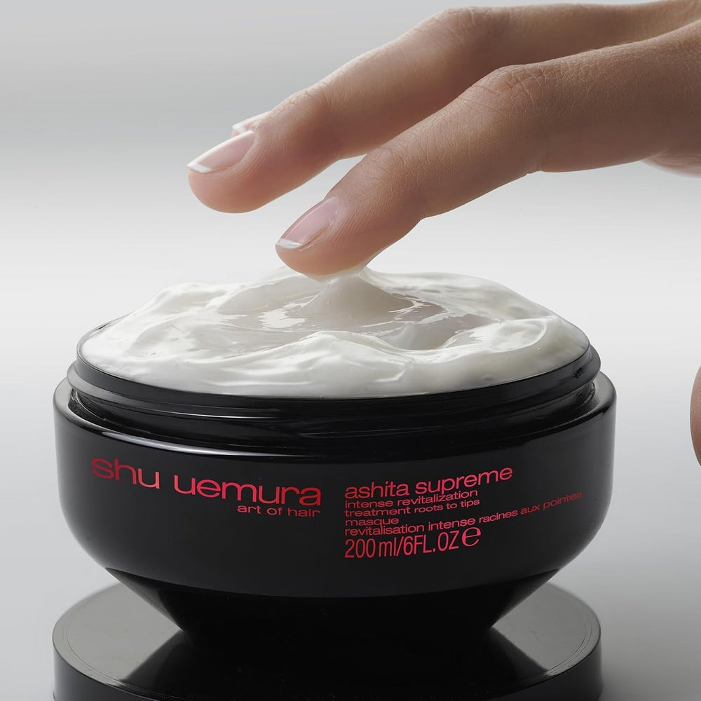 Shu Uemura, Ashita Supreme, Masque capillaire revitalisant intensif, Pour tous types de cheveux, À l'extrait d'ashitaba, Pour plus de brillance et de souplesse, Anti-fourches, 200 ml Naty Shop Hair Mask