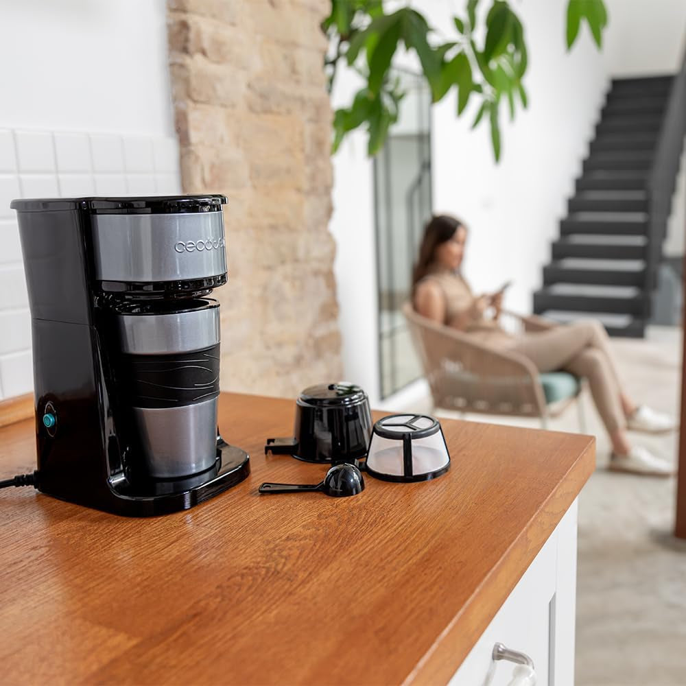 Machine à expresso Cecotec Coffee 66 Drop & Go avec carafe thermique, 700 W, capacité 420 ml, bec verseur scellé, filtre permanent ou en papier, fonction d'arrêt automatique, récipient avec fenêtre