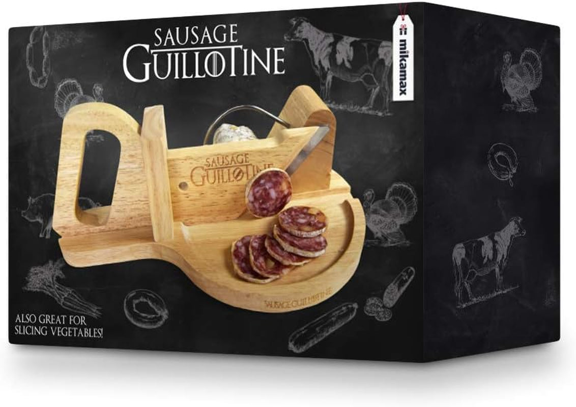 Coupe-saucisses traditionnel - Guillotine à saucissons - 30 X 19 X 12 Cm - Broyeurs et Trancheuses en bois massif Naty Shop