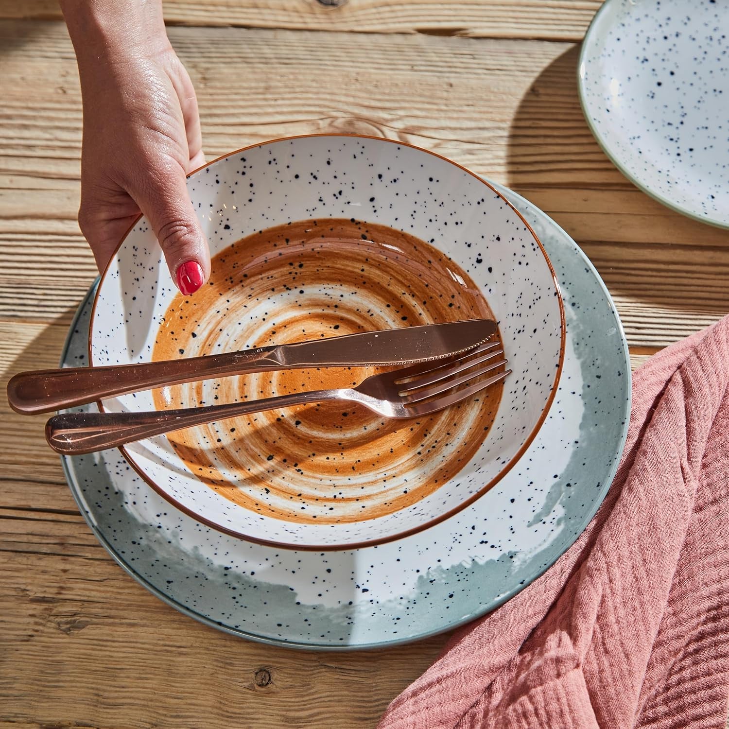 Service de table Sienna pour 6 personnes, 18 pièces, porcelaine, multicolore