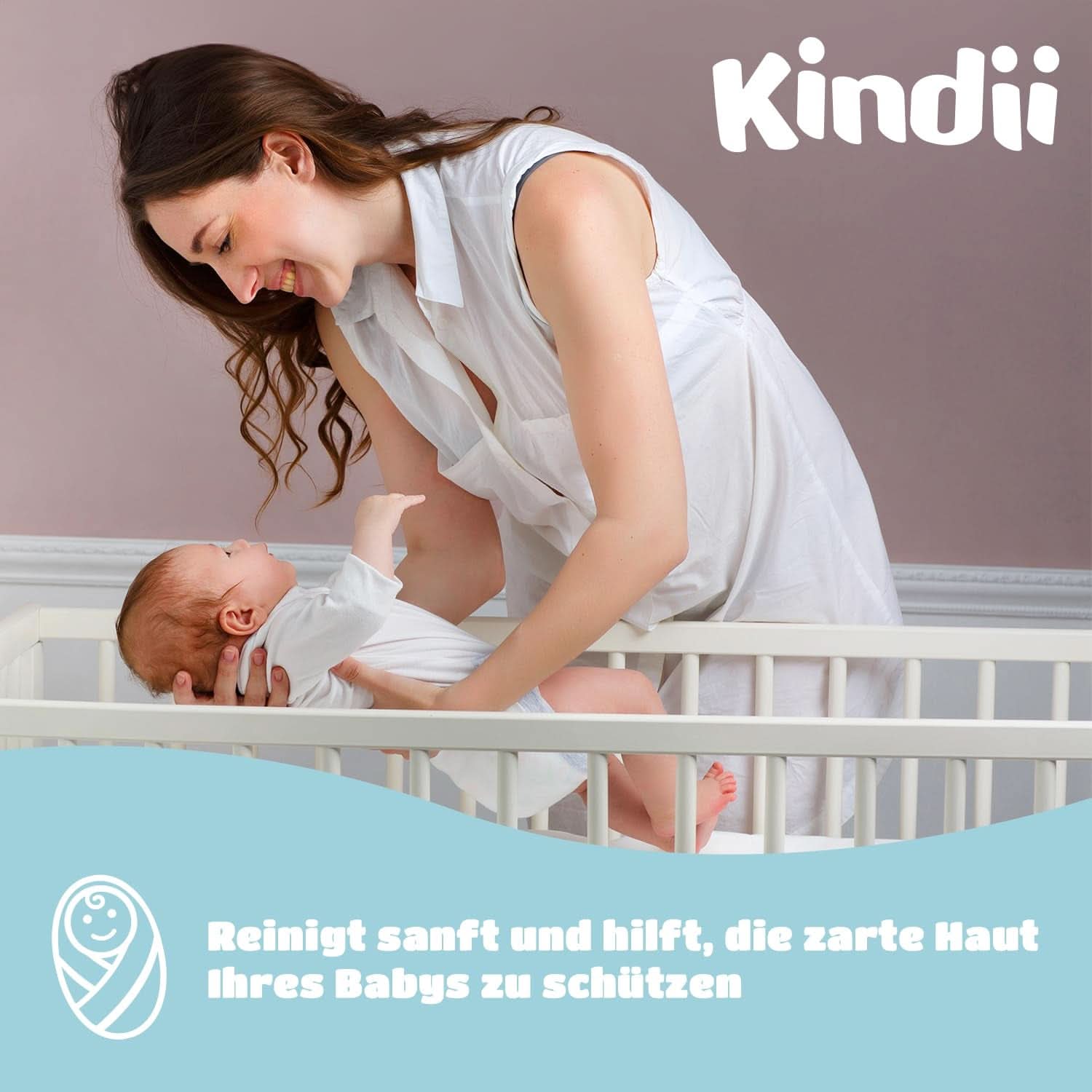 Kindii Lingettes humides pour bébés et enfants - Allantoïne - Sans parfum - Testé dermatologiquement - Pour peaux sensibles Lingettes humides pour bébé Naty Shop