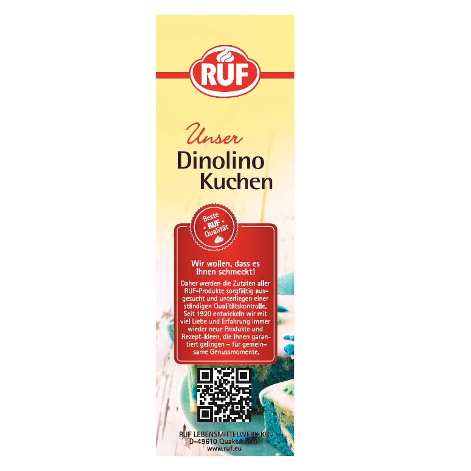 RUF Dinolino Cake, Gâteau en feuille tricolore au goût de citron, 850 grammes Sprinkles Naty Shop