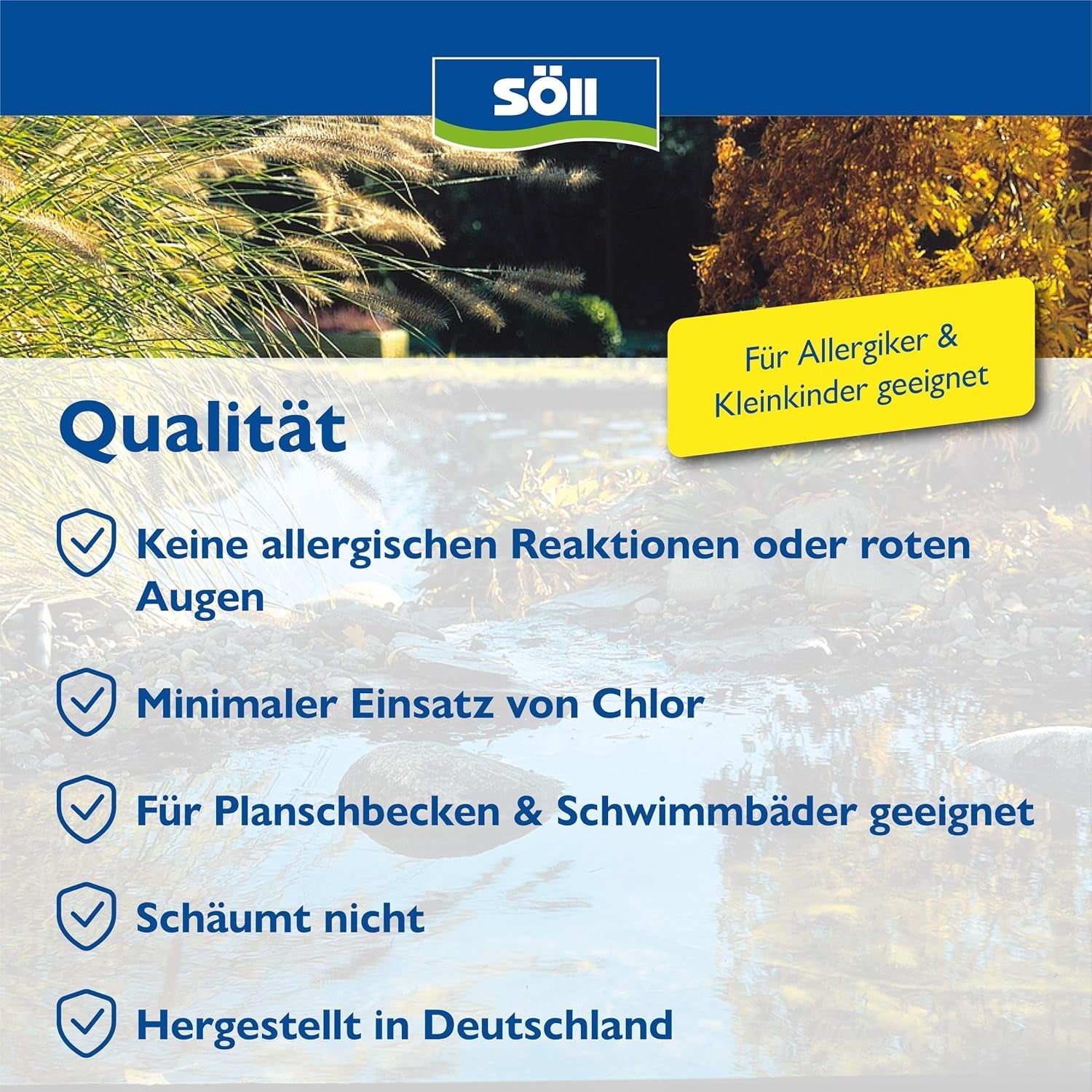 Söll 83690 PoolFun AlgaeFree 1 l - Soluție de curățare a piscinei împotriva algelor, îngrijirea apei pentru piscine, piscine pentru copii, piscine și jacuzzi-uri