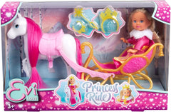Simba Evi Love Princess Ride, poupée princesse avec traîneau et cheval d'hiver, accessoires princesse, 12 cm, à partir de 3 ans