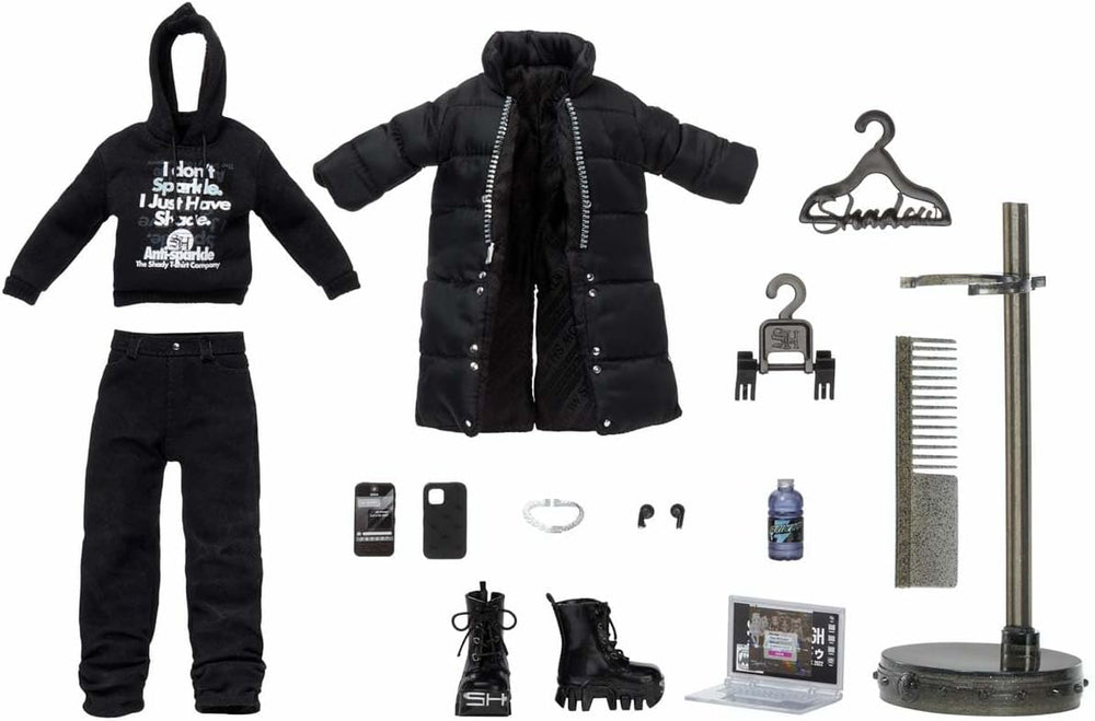 Rainbow High Shadow High - REXX McQueen - Poupée noire à la mode avec une tenue tendance et plus de 10 accessoires de jeu colorés - Idéale pour les collectionneurs et les enfants de 4 à 12 ans