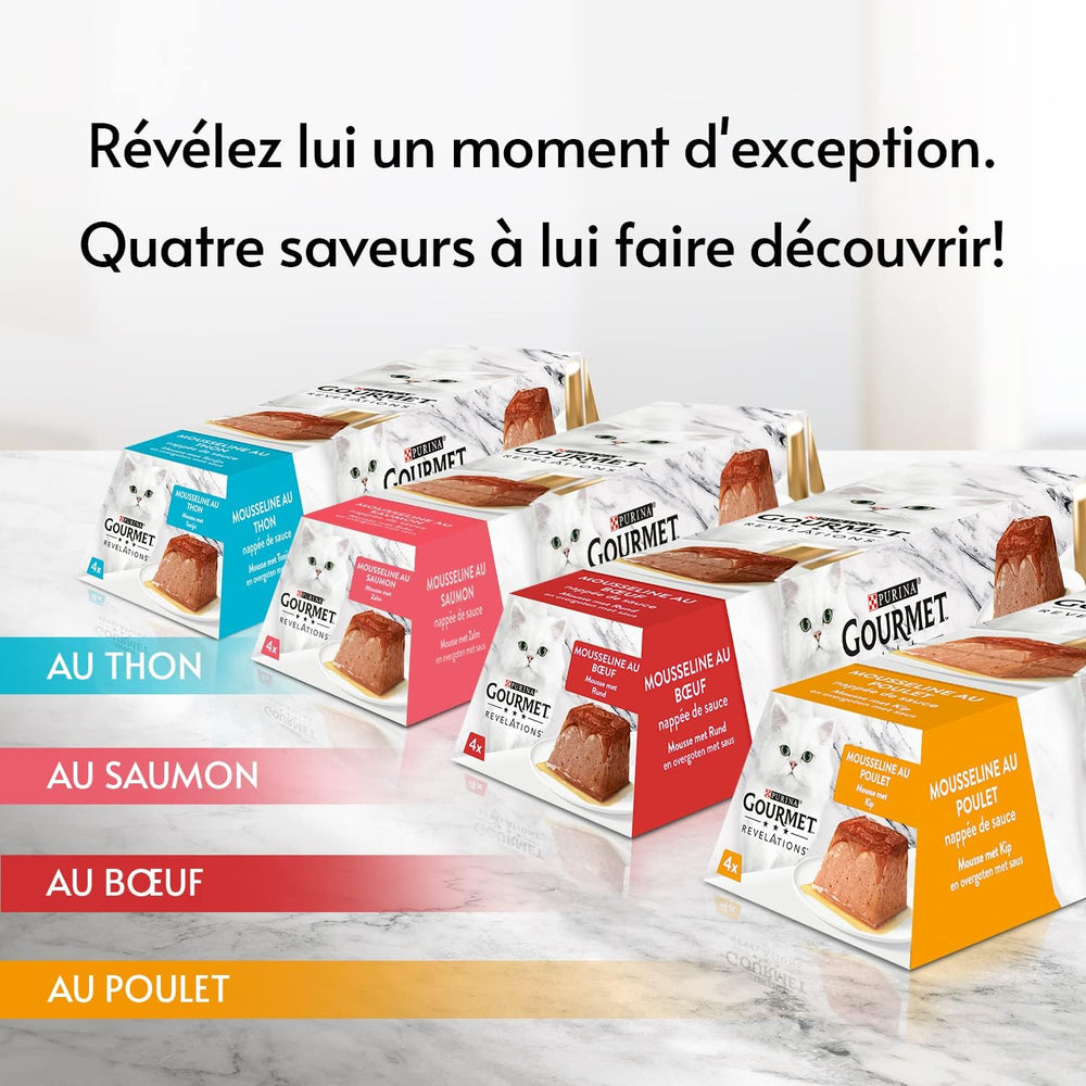 Recommandations, mousseline de saumon, sauce, portions repas pour chat adulte, 4 x 57 g
