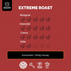 KING'S COFFEE - EXTREME ROAST - Espresso Intenso en grains - très faible acidité - torréfaction en petits lots d'Italie - grains de café pour machines entièrement automatiques et machines à porte-filtre - 1 kg