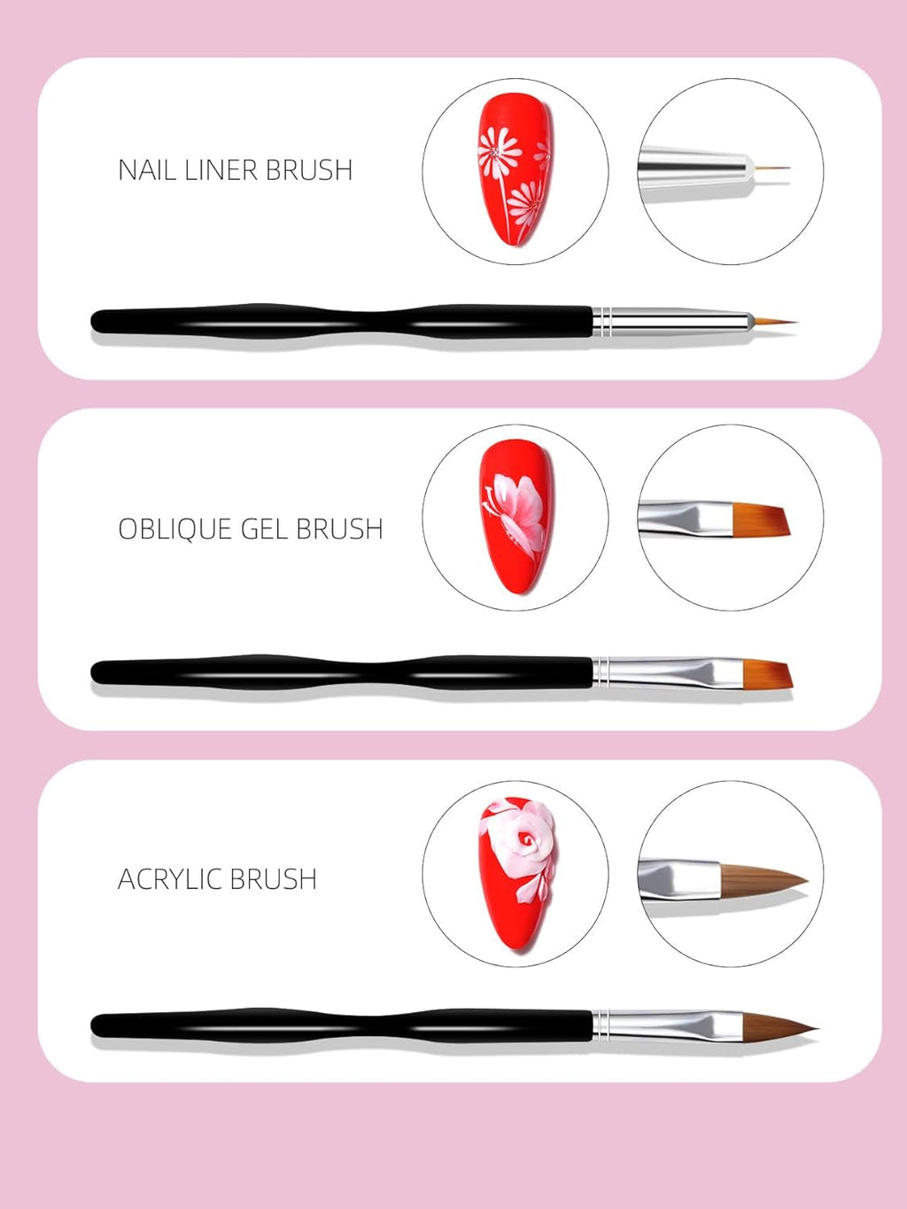 Nail Art Pinsel Set, 10Pcs Nageldesign Malerei Pinsel, Professionelle Nail Art Design Pinsel, Nail Fine Liner Pinsel, Schwarz