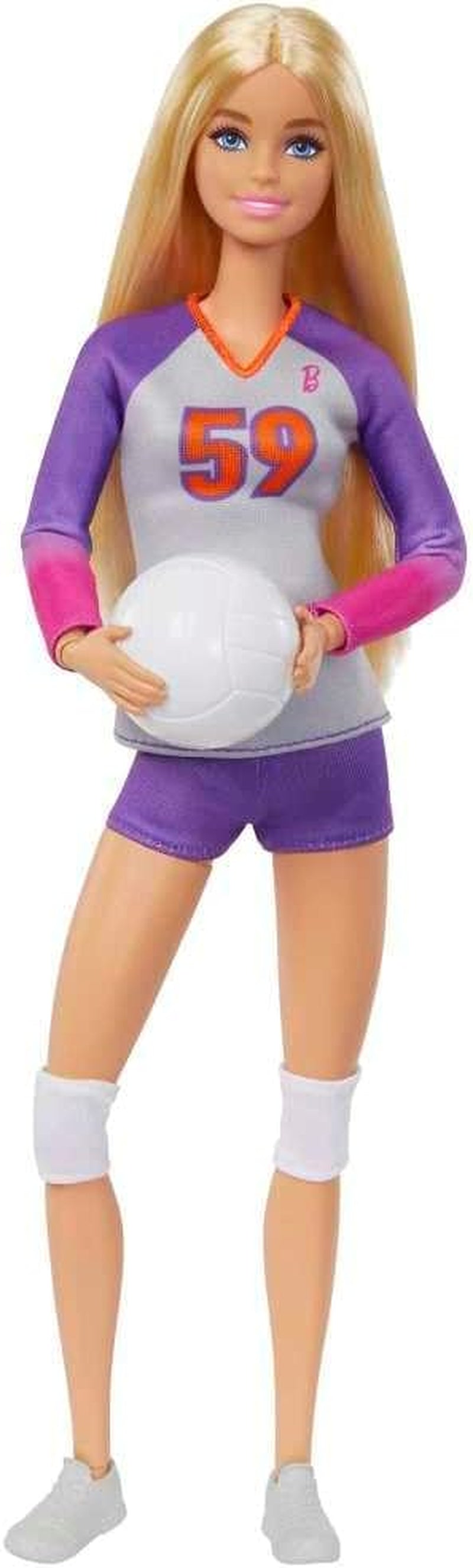 Barbie Made to Move - Poupée Joueuse de Volley-ball avec T-shirt et Ballon - 22 articulations pour un jeu réaliste, Comprend Volley-ball et vêtements de sport, Poupées HKT72 Naty Shop