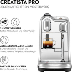 Machine à expresso Sage Nespresso Creatista Pro, acier inoxydable, acier inoxydable brossé