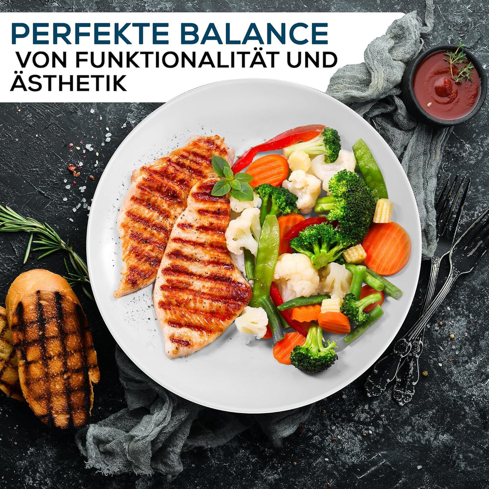 MIAMIO - Service de table en céramique, 24 pièces, service combiné pour 6 personnes - Passe au lave-vaisselle et au micro-ondes - Collection Palmanova (Blanc)