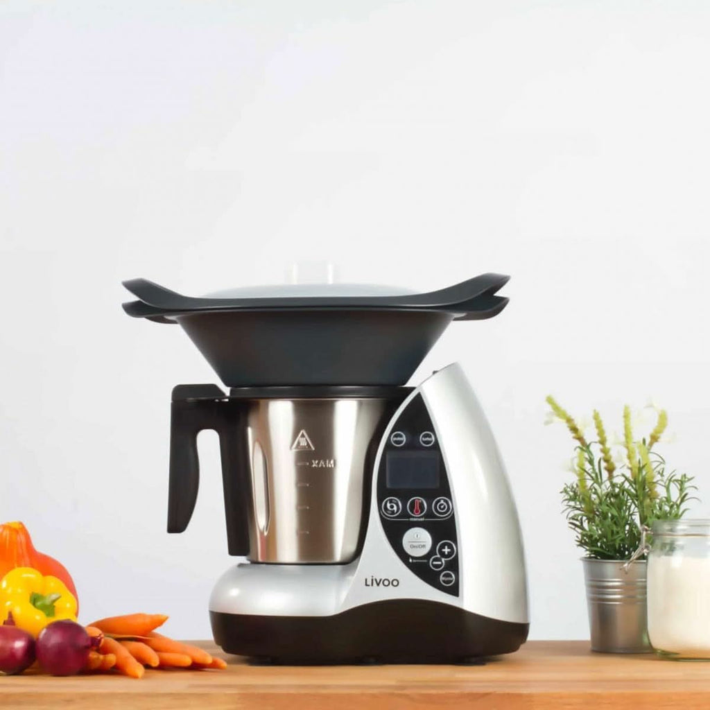 Livoo DOP142G Robot Culinaire Chauffant Beheizte Küchenmaschine, Edelstahl, Grau Roboti si Mixere Bucatarie Naty Shop