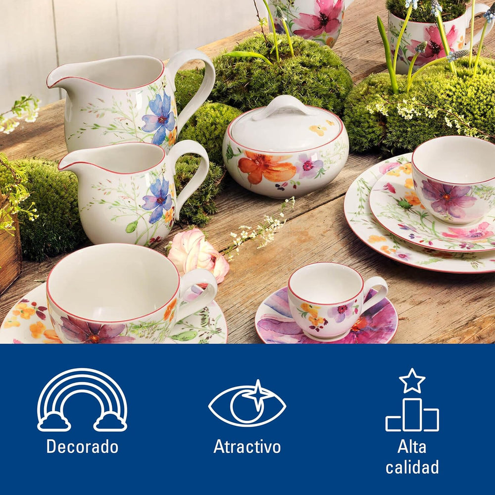 Villeroy & Boch - Sucrier Mariefleur, Couleurs assorties, Passe au lave-vaisselle, Passe au micro-ondes, Sucrier avec couvercle, Sucrier, Rangement, Accessoire à café, Vaisselle florale, Porcelaine Premium