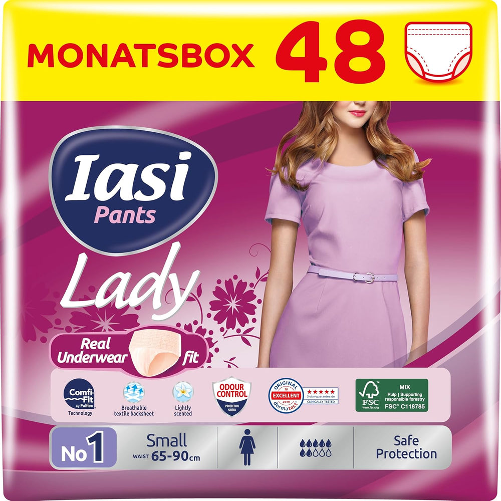 LADY Pants 48 Pantalons Jetables pour Incontinence Urinaire Absorbance Grande Taille S pour Femme 48 Pièces