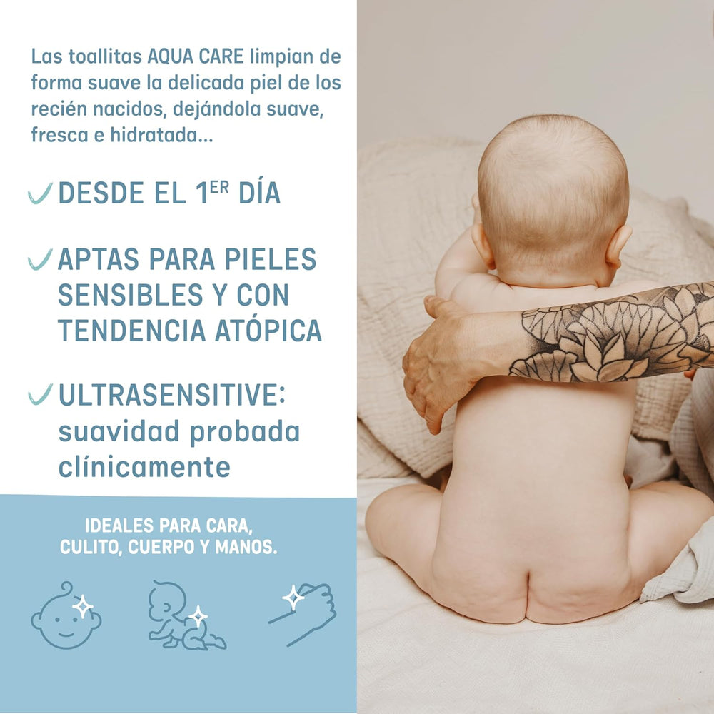 Suavinex Aqua Care Baby Wet Wipes 60 Count Lingettes nettoyantes 99 % d'eau Fibre végétale Aloe Vera Sans parfum Sans alcool Testé dermatologiquement Convient aux peaux sensibles