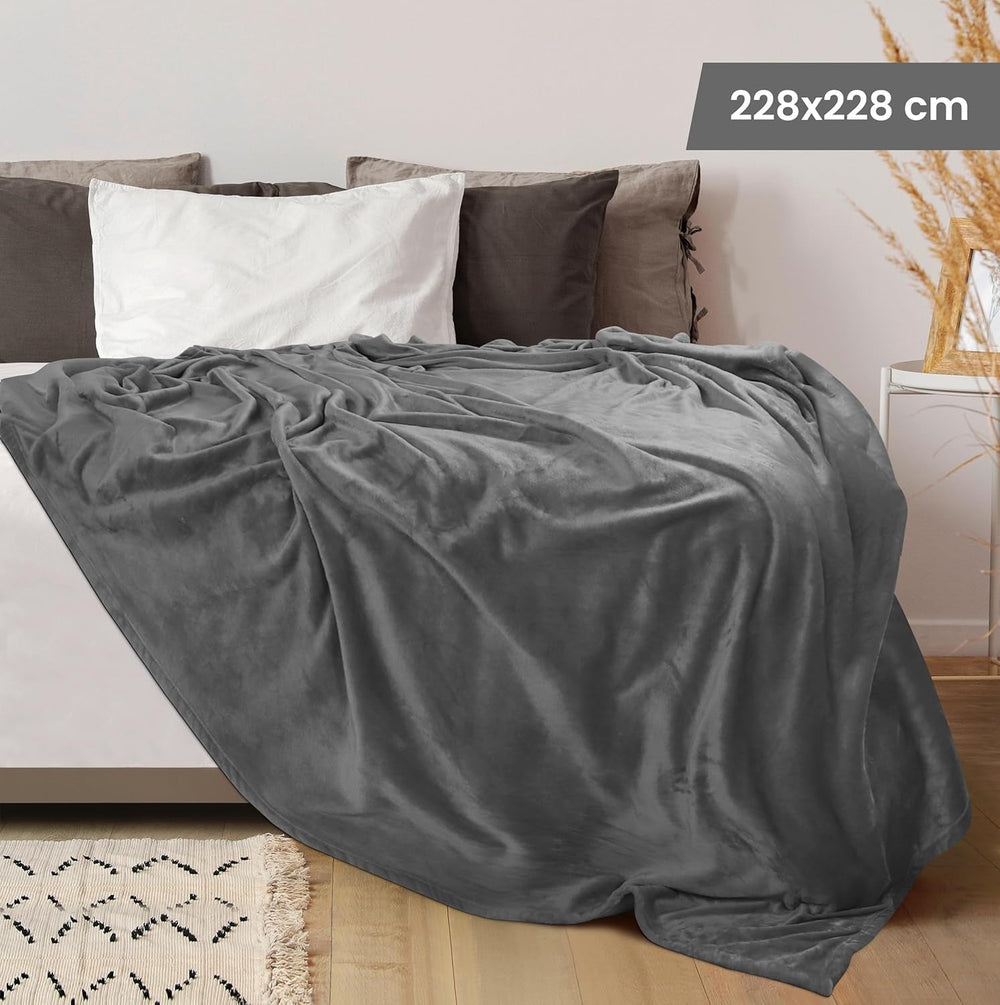 Utopia Bedding Couverture polaire douillette [228 x 228 cm, gris] Couverture douce, légère, chaude et moelleuse Couverture confortable et respirante pour lit, canapé, lits et couvertures Besuche den Utopia Bedding-Store