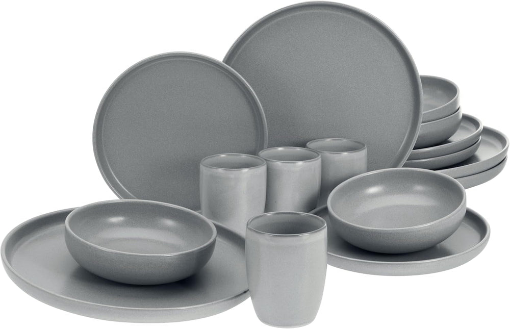 Creatable, 22979, Serie Uno NOIR, 12-Teiliges Geschirrset, Teller Set Aus Steinzeug, Spülmaschinen- Und Mikrowellengeeignet, Made in Portugal Services de table Naty Shop Grau Kombiservice 16 Teilig