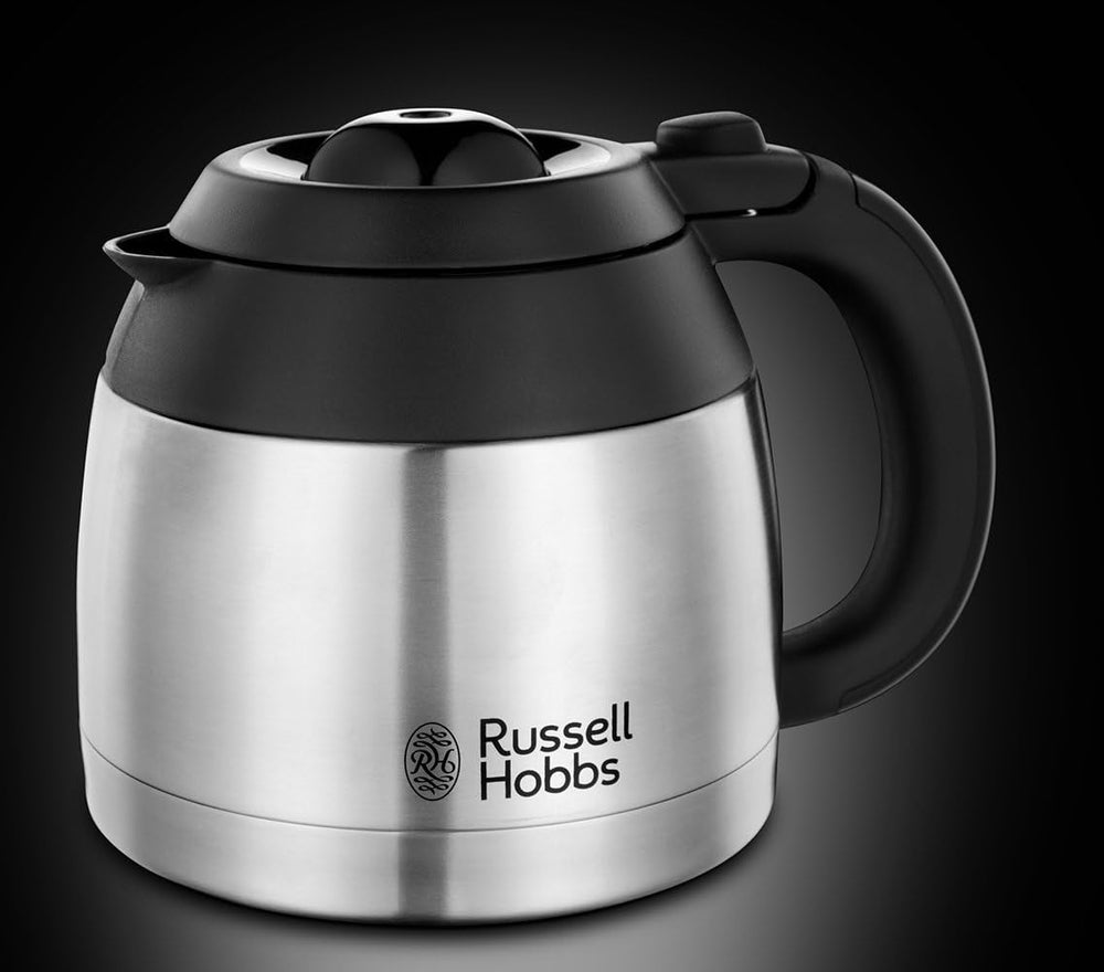 Cafetière Russell Hobbs [Pomme de douche pour une extraction et un arôme optimaux] Adventure (1 à 8 tasses, carafe thermique 1,0 L, arrêt automatique, système anti-goutte, 1100 W) Cafetière à filtre 24020-56