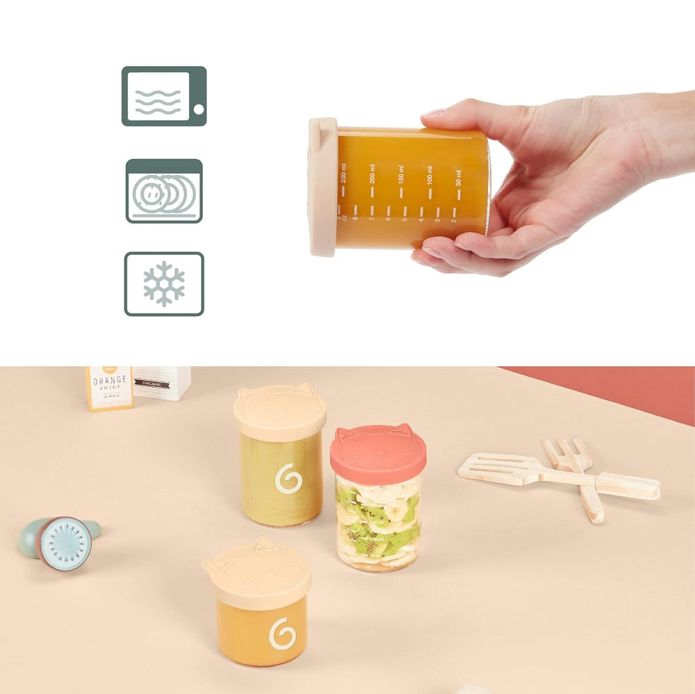 Babymoov ISY BOWLS boîtes à nourriture pour bébé en verre robuste et résistant à la température - pour conserver/congeler les aliments pour bébé, 6x 250ml + 3x 120ml Boîtes de conservation Naty Shop