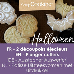 ScrapCooking - 2 Emporte-pièces Halloween – Crâne et Chauve-souris – Emporte-pièces 3D – Emporte-pièces à embosser – Crâne Mexicain – Emporte-pièces – 2142