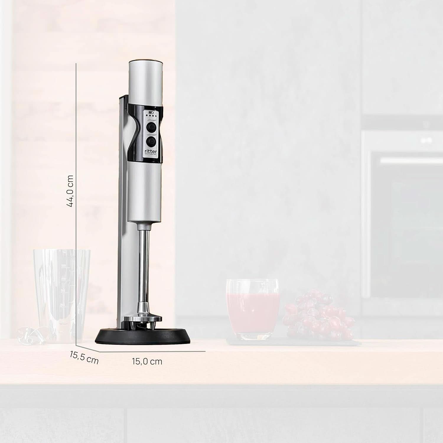 Ritter Stilo 7 plus Kabelloser Stabmixer, Pürierstab Mit Akku Aus Vollmetall, Fabriqué en Allemagne, Silber Kitchen Naty Shop