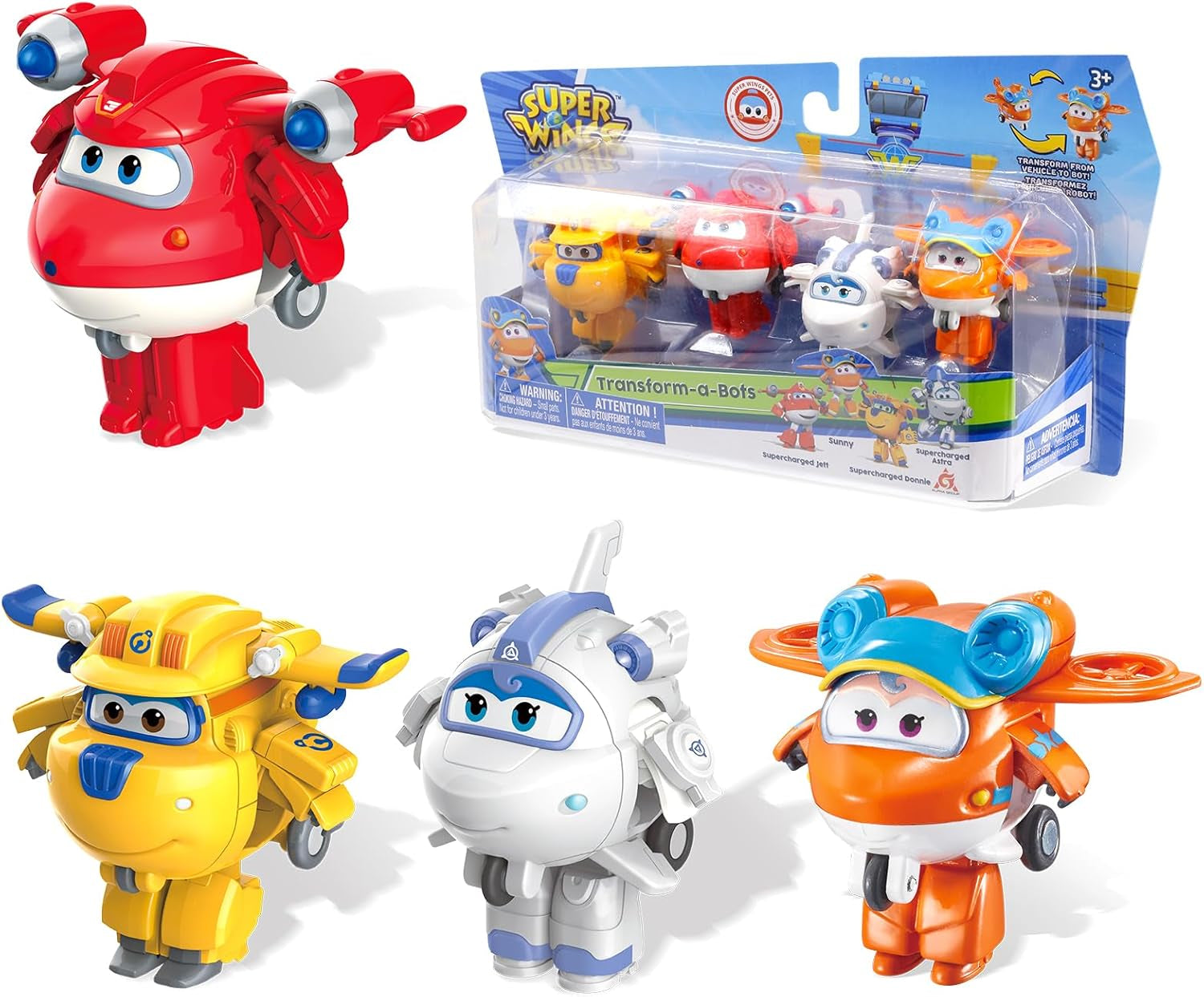 Super Wings Transform-A-Bots World Airport Crew - Série 1 - Pack collector Crew - 15 figurines - Figurines d'action 2" Naty Shop S5-4 Pack