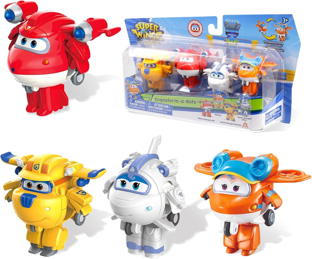 Super Wings Transform-A-Bots World Airport Crew - Série 1 - Pack collector Crew - 15 figurines - Figurines d'action 2" Naty Shop S5-4 Pack