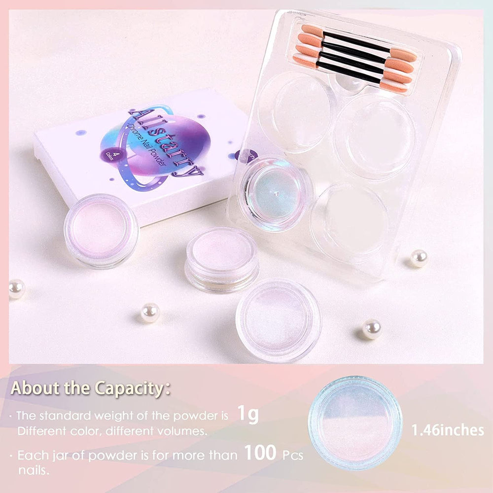 Chrome Nagel Pulver 4 couleurs irisées Aurora Pulver Metallic Spiegel Effet Pigment Nacré Merjungfrau Glitter Einhorn Glitter pour Gel Polish Nail Art Décoration-Purpurgrüner Jadeit