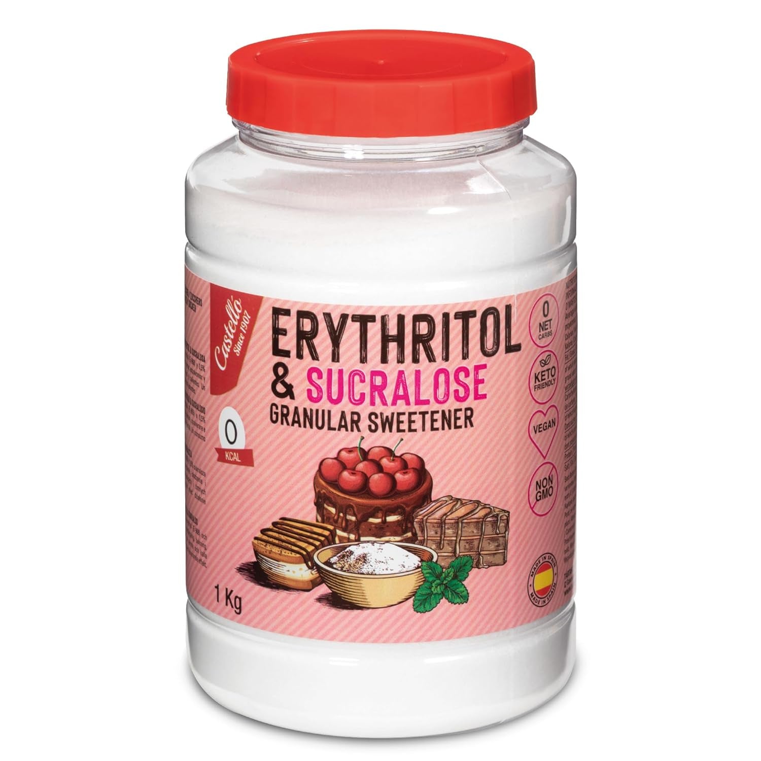Érythritol + Sucralose 1:4 Matière grasse | 1G = 4G Zucker | 0 Netto-Kohlenhydrate - 0 Calorien - 0 Glykämischer Index - Keto - Kein GVO - Castello depuis 1907 - 1 Kg Édulcorants Naty Shop Default Title