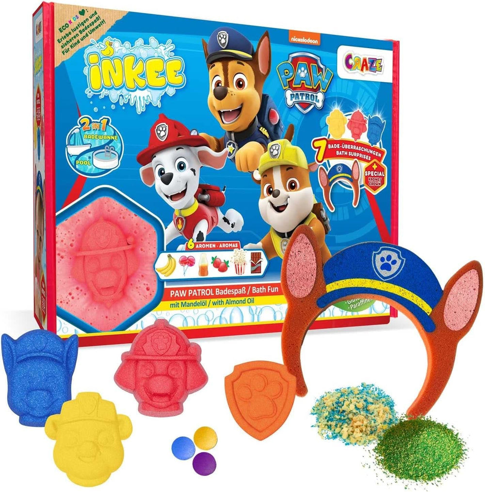 INKEE SURPRISE PAW PATROL Bombe de bain surprise pour enfants, saveur cola, effet mousse, 80 grammes douche et bain Naty Shop Paw Patrol Bath Set