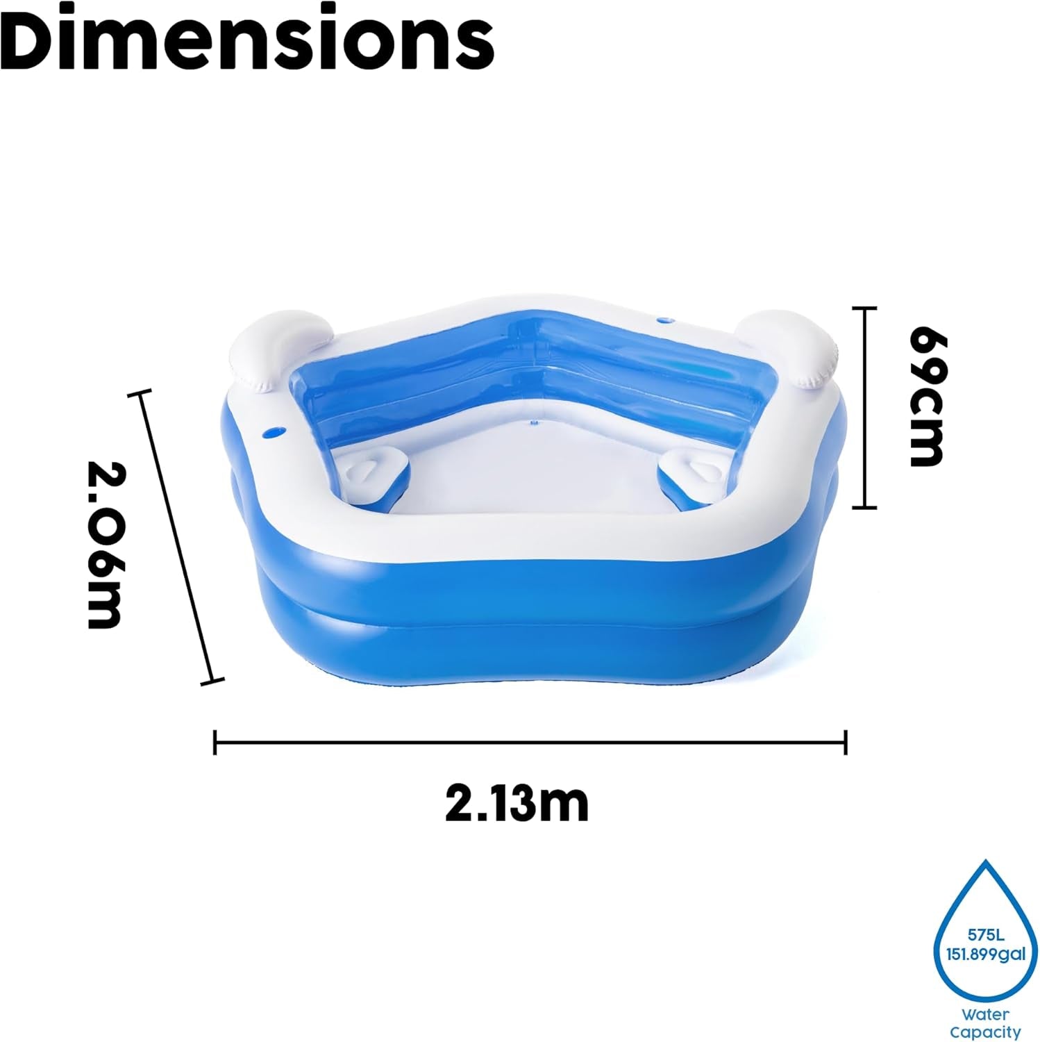 Piscină de familie Bestway, 213 x 206 x 69 cm, Culoare