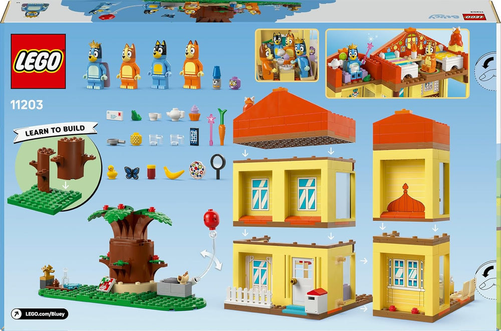 LEGO Bluey: Blueys Haus - Modulares Spielzeug mit Räumen, Garten, 4 Minifiguren und Zubehör - Geschenk zum Geburtstag für Mädchen & Jungen ab 4 Jahren oder Fans der TV-Serie - 11203