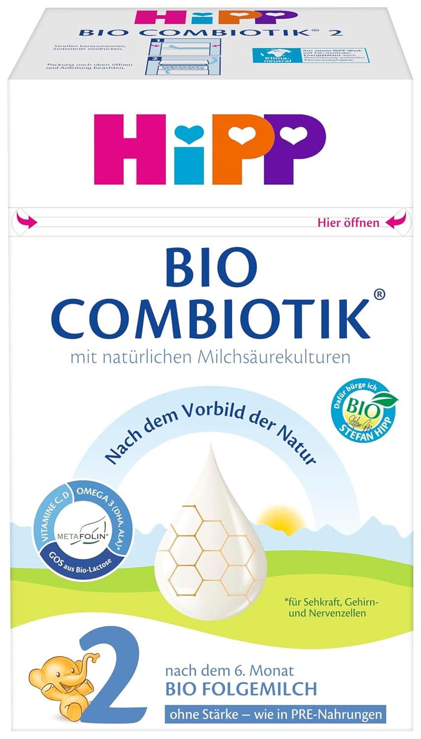 Hipp Organic Milk Food 2 BIO Combiotik, Pack de 4 (4 x 600 grammes) Mère et Enfant Naty Shop NOUVEAU - 2 Bio Combiotiques sans amidon 4 x 600 grammes