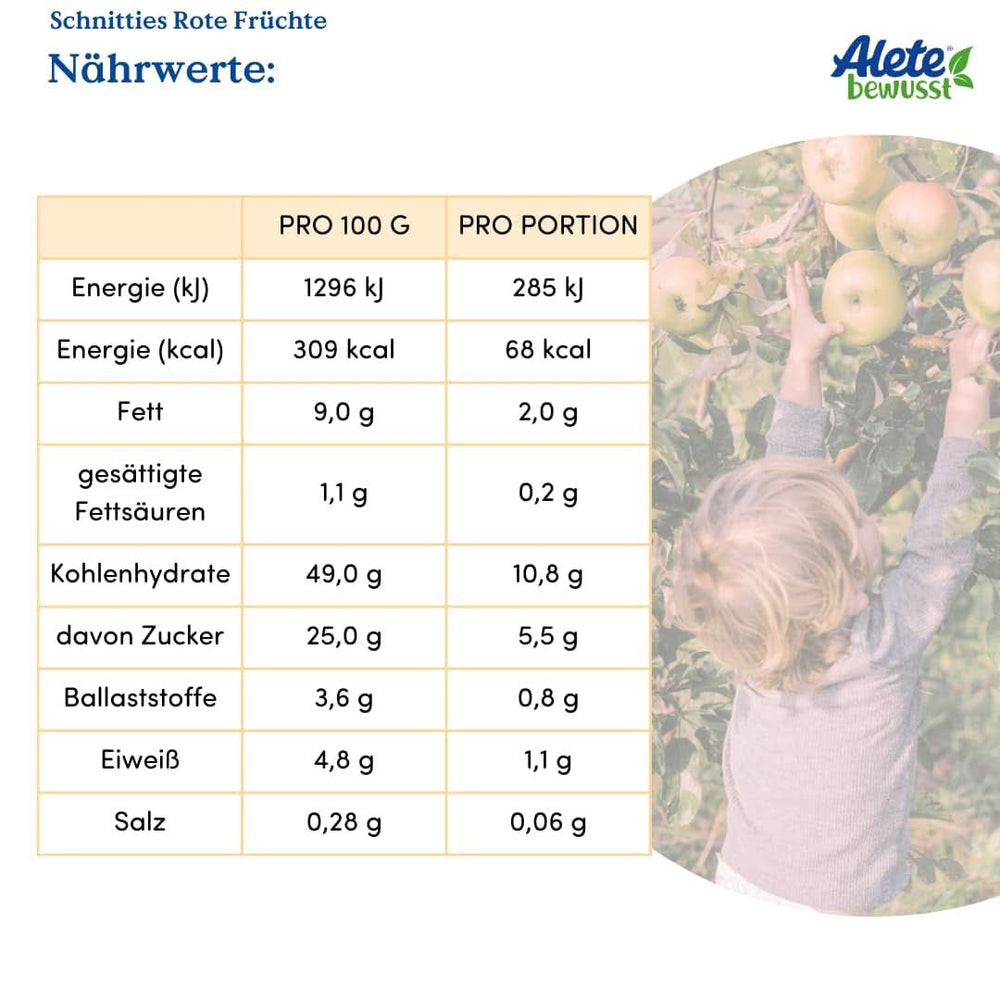 Alete Bio Schnitties, grains entiers et fruits rouges 6 x 22 g Mère et Enfant Naty Shop