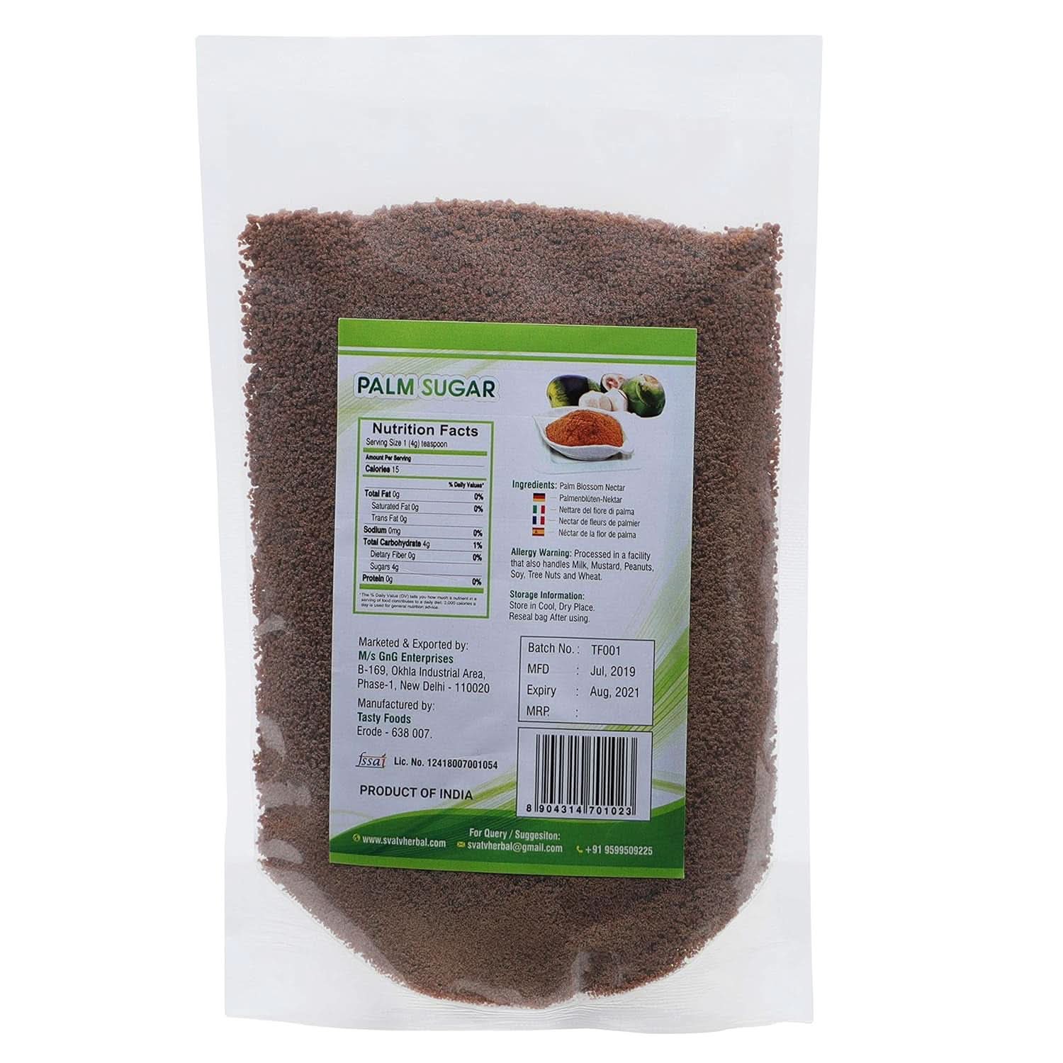 SVATV Sucre de palme roux en poudre, 227 grammes Édulcorants Naty Shop