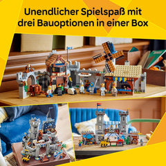LEGO Creator Ritterburg im Mittelalter - 3-in-1-Bauset - Spielzeug Ritterburg - Umwandelbar in Ritterturnier-Szene oder Stadt - 6 Minifiguren - Geschenk für Jungen und Mädchen ab 9 Jahren 31168