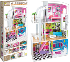 Teorema 40642 - Maison de poupée thème Hollywood, 4 pièces, Avec accessoires en bois, Levage manuel, Hauteur 110 cm Maisons de poupées Naty Shop