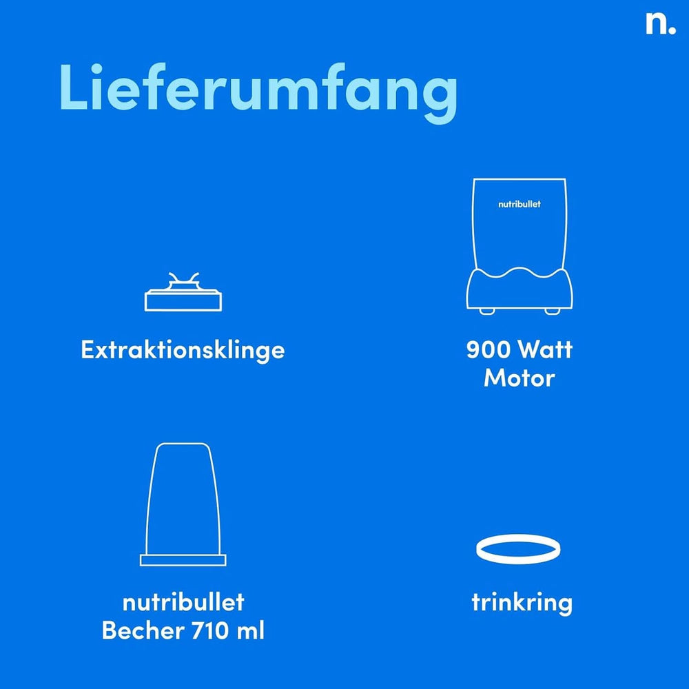 Nutribullet Pro, 900 Watt Leistung, Einfach and Schnell in Der Anwendung, Kompakt, Leicht Zu Reinigen, Mit 700 Ml Becher, Smoothiemixer, Smoothie Maker, Electric Mixer, NB904B, Schwarz Mother and Child Naty Shop