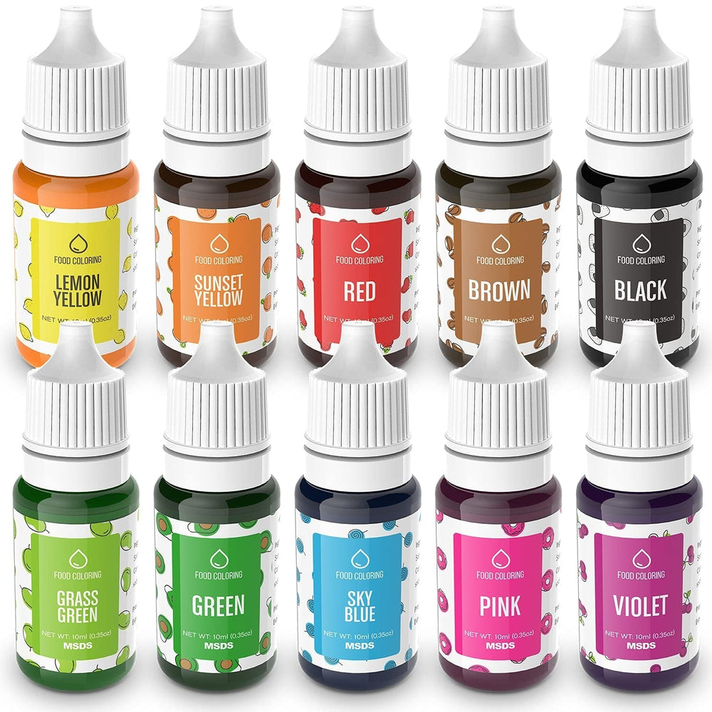 Lot de 10 colorants alimentaires liquides, 10 x 10 ml Naty Shop Default Title