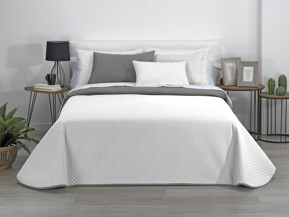 AVA | Courtepointe réversible Boutique | Pour toutes les saisons | Couleur – Blanc/Taupe | Pour lit 120/135 cm. lit. (230 X 270 Cm. Ancho X Alto) | Quilt matelassé Quilts et quilts Naty Shop Titre par défaut