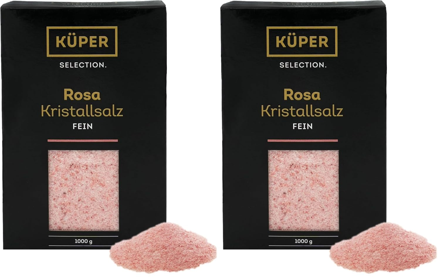 Küper Selection 1000g Salz Kristalls rosa fein - rosa Speisesalz zum Würzen und Verfeinern - 100% natürliches Salz