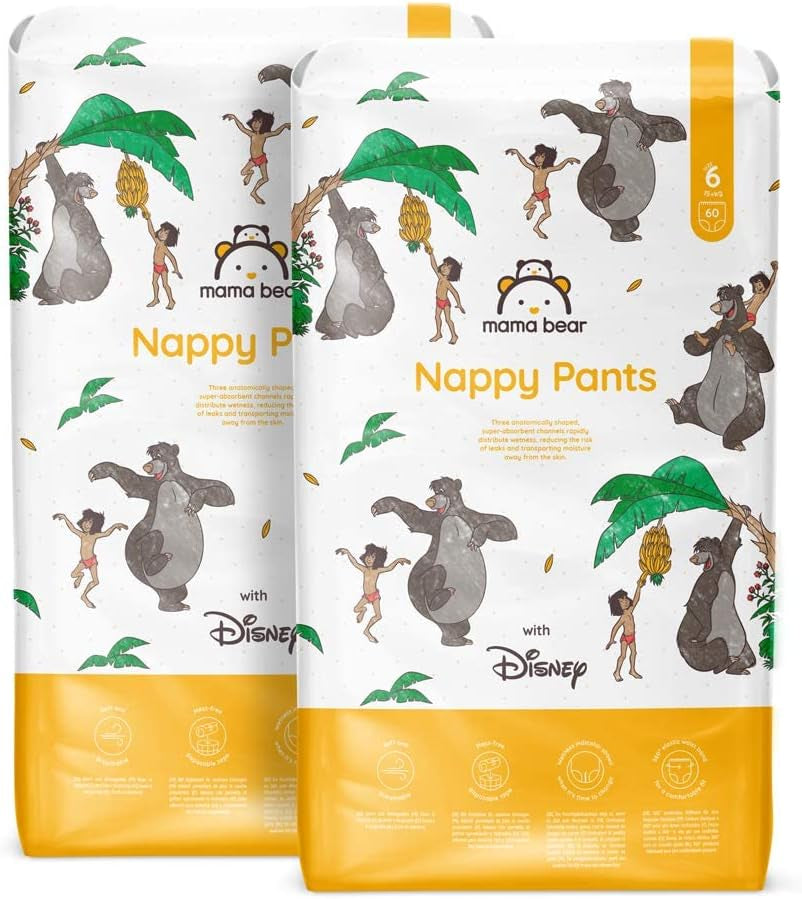 Marque Amazon : Mama Bear Disney Taille 6 (15+ kg) - Pack mensuel, Blanc, 120 pièces (2 paquets de 60)