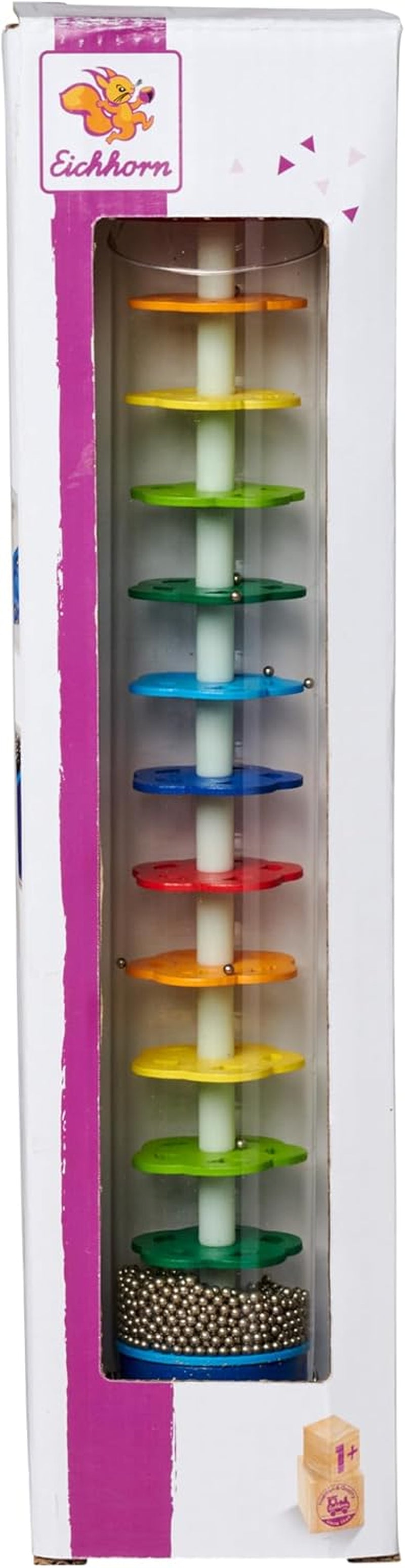 Eichhorn 100003446 - Rainmaker en bois massif, tube en plastique avec boules en métal, 32x5cm Jucarii Bebe Naty Shop