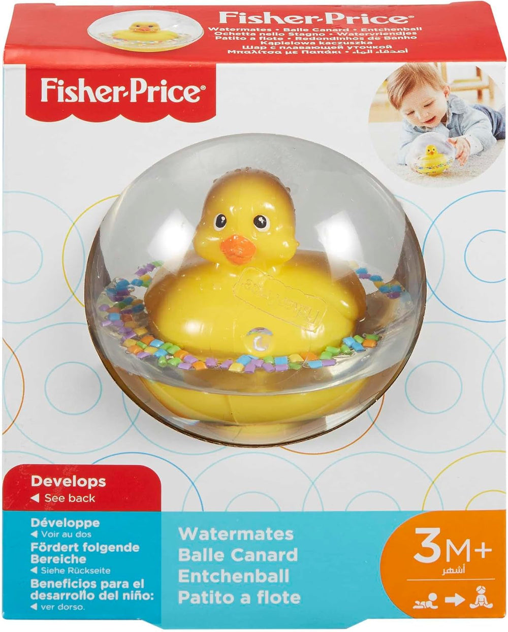 Fisher-Price WaterMates Ducky Ball, Canard drôle en boule de confettis, jouet pour bébé, balle de jeu, jouet de bain, à partir de 3 mois, 75676 Baby Toys Naty Shop
