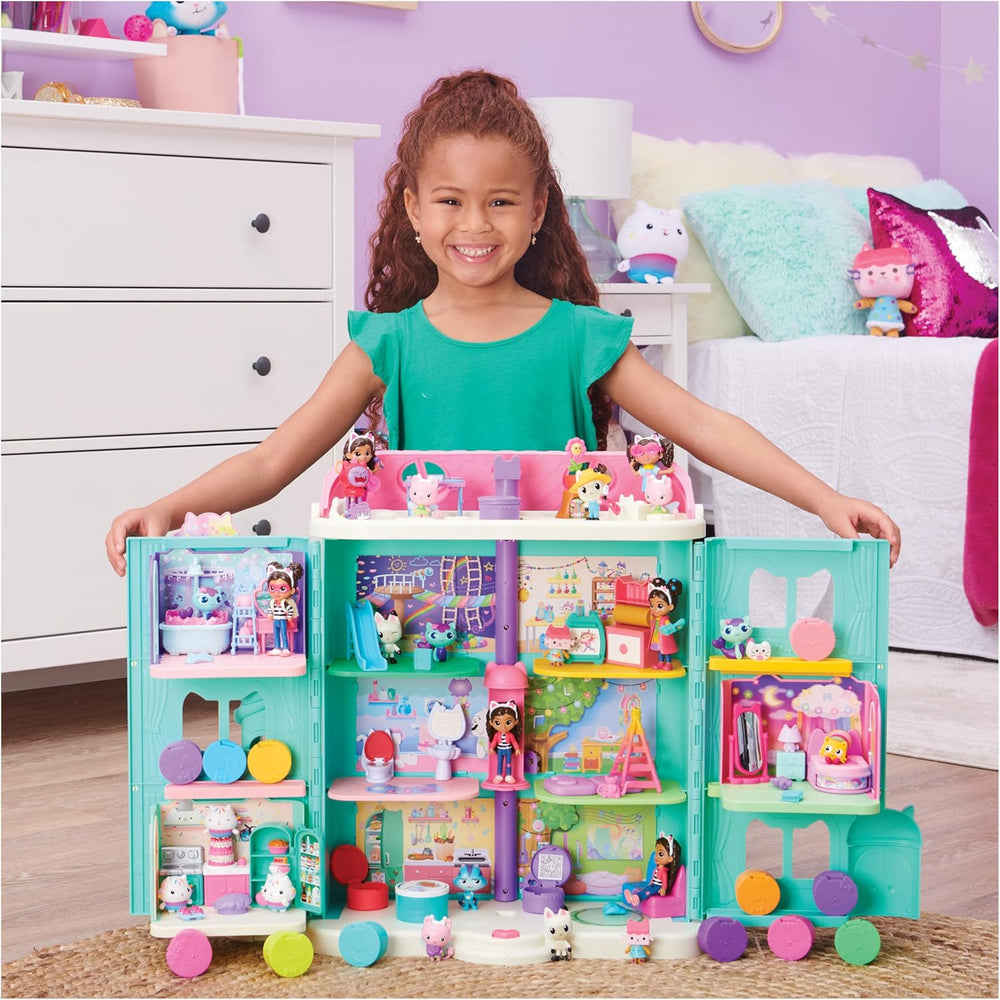 Gabby's Dollhouse Deluxe Room, salle pour chat, meubles et 2 boîtes surprises avec accessoires thématiques, convient aux 3 ans et plus