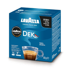 Lavazza A Modo Mio Dek Cremoso, 256 capsules de café, pour expresso décaféiné aux notes aromatiques d'amandes et de canditis, 100% Arabica, intensité 7/13, torréfaction moyenne, 16 paquets