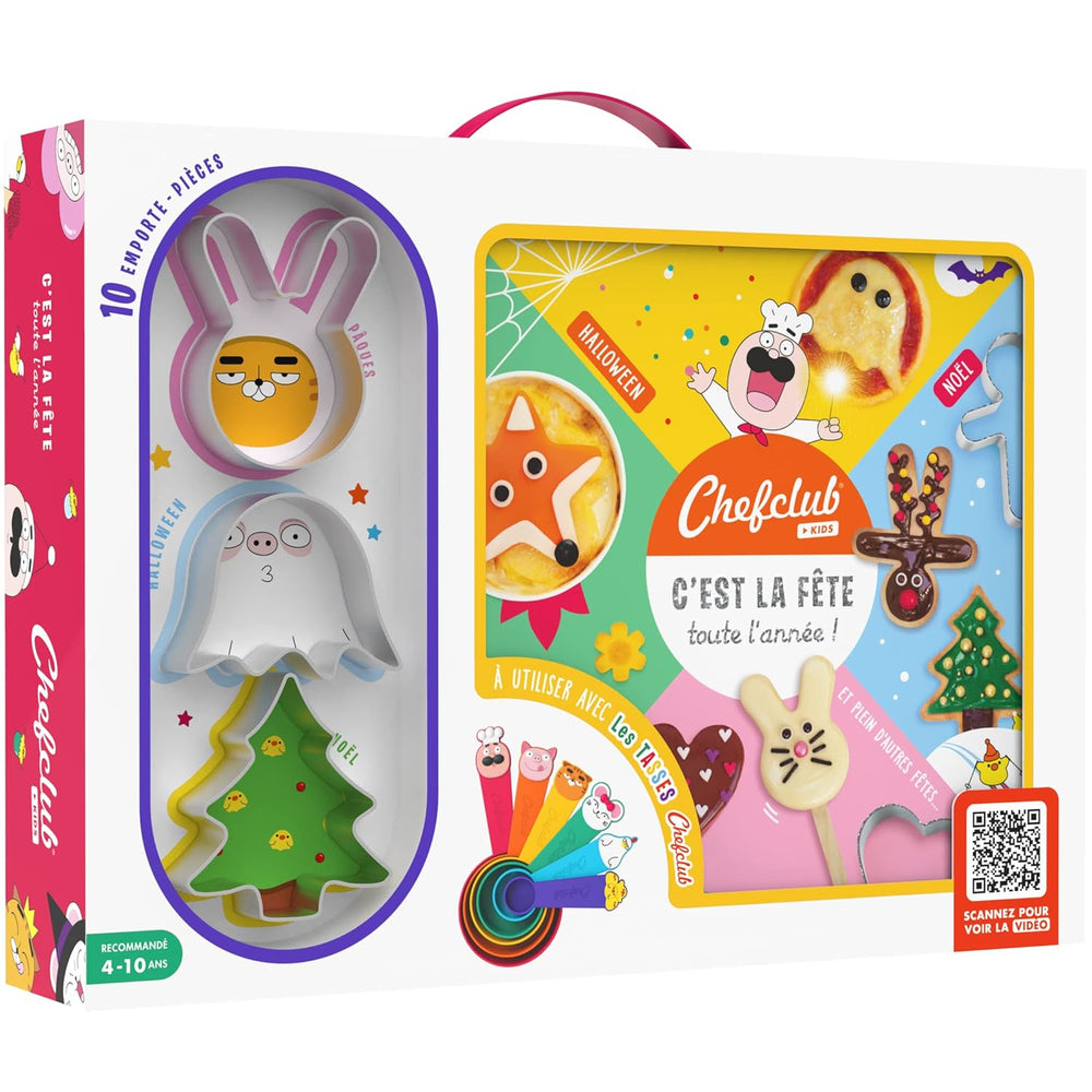 Chefclub Kids - Set de Cuisine Enfant avec 10 Emporte-pièces et Livre de Recettes - Thèmes : Vacances & Occasions Spéciales - Activité Familiale Ludique et Créative - 4 Ans et Plus