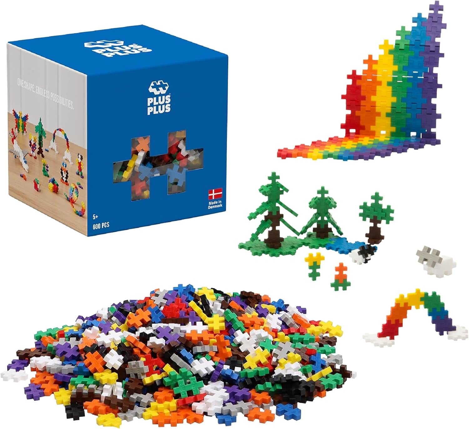 Plus-Plus 9604262 Geniales Konstruktionsspielzeug, Regenbogen, Kreativ-Bausteine Tube, 240 Teile