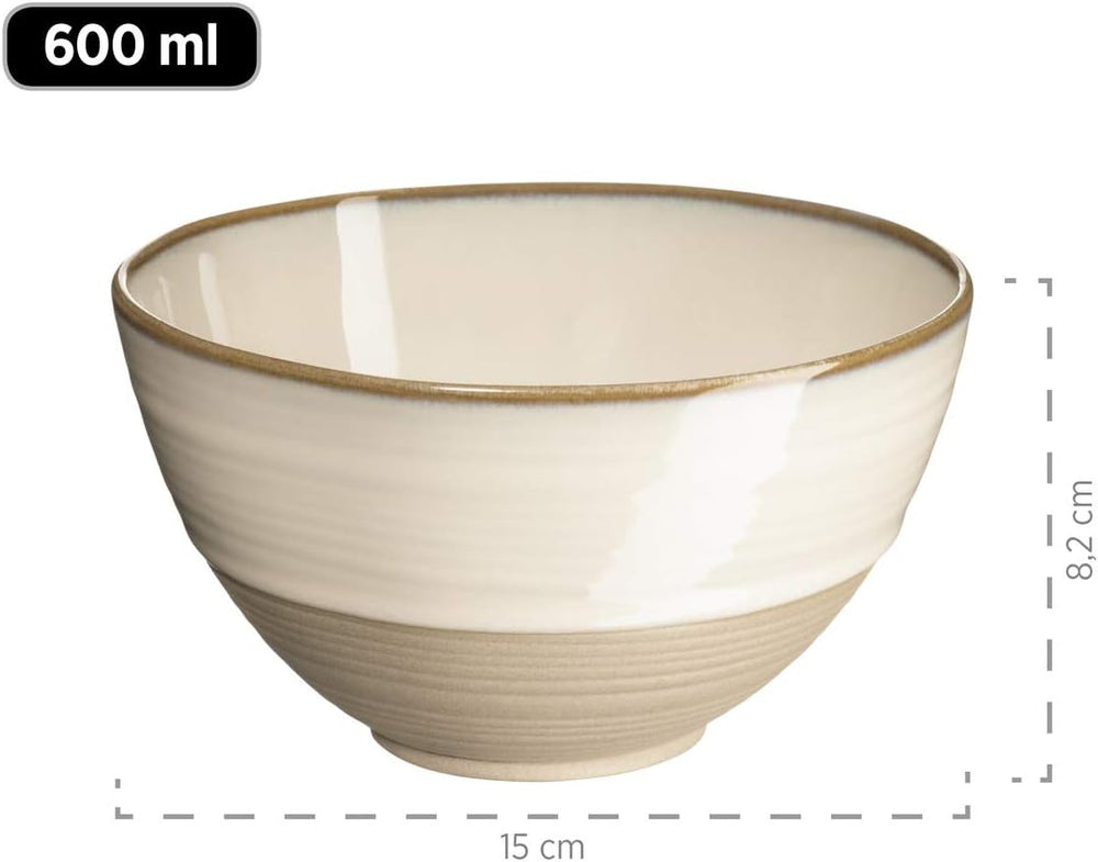 MÄSER 931512 Nottingham Vintage Series Service de table pour 4 personnes, service combiné de 20 pièces avec formes rondes irrégulières au look rétro, carrelage, beige