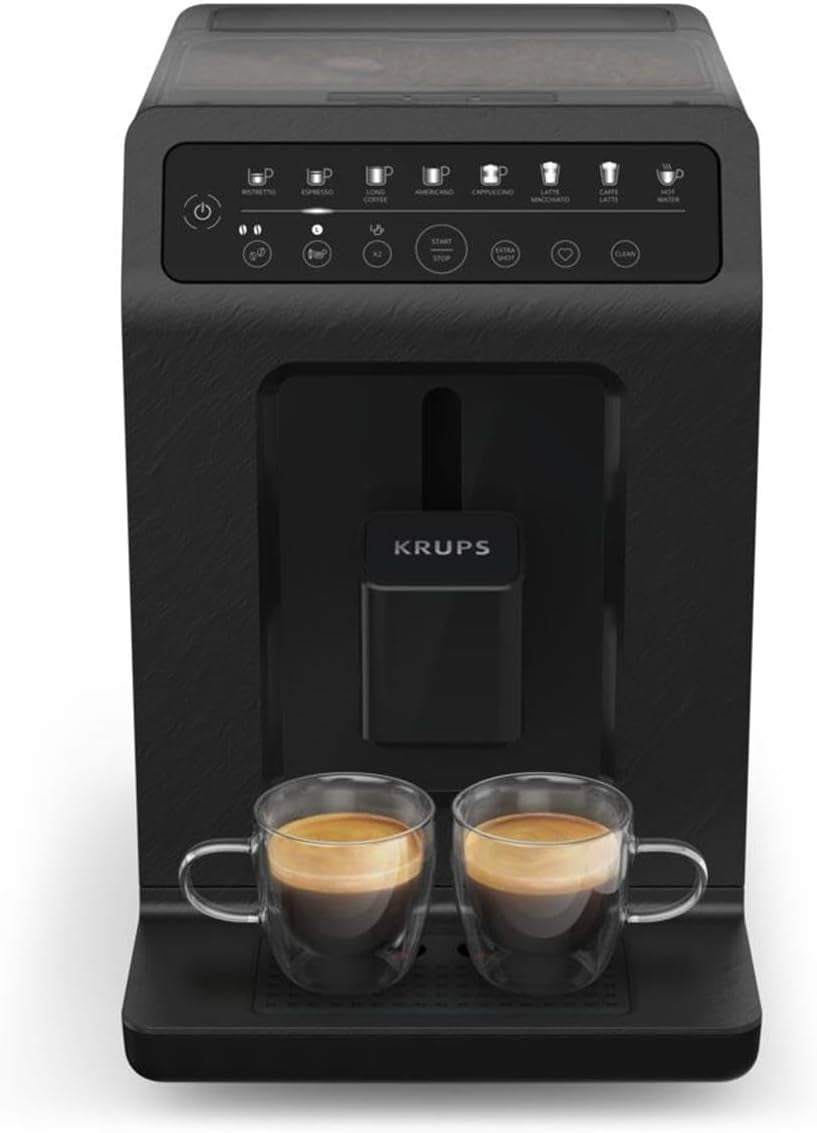 Machine à expresso automatique Krups EA897B Evidence ECOdesign, fonction expresso et cappuccino automatique, technologie Quattro Force, tasses à lait à une touche, 8 préréglages, système de lait, 1450 W